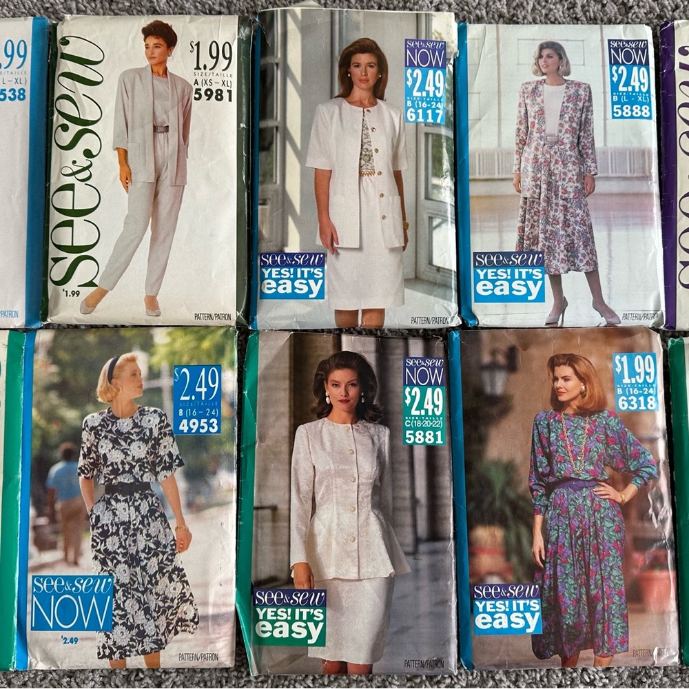 Vintage Butterick See & Sew Women’s Clothing Sewing Patterns Lot of 12 Unchecked
